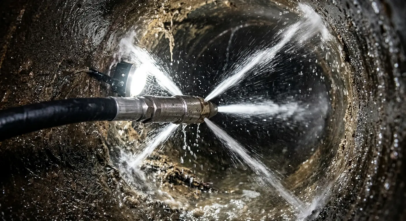 High-pressure hydro jetting nozzle cleaning sewer pipe for Storm Drain Cleaning in Ward